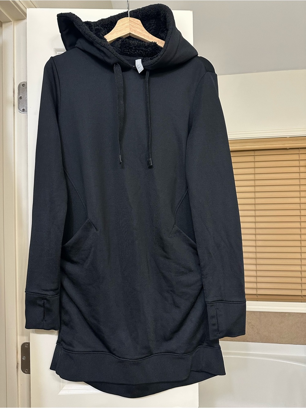 Athleta Black Sherpa-Lined Hooded Dress
